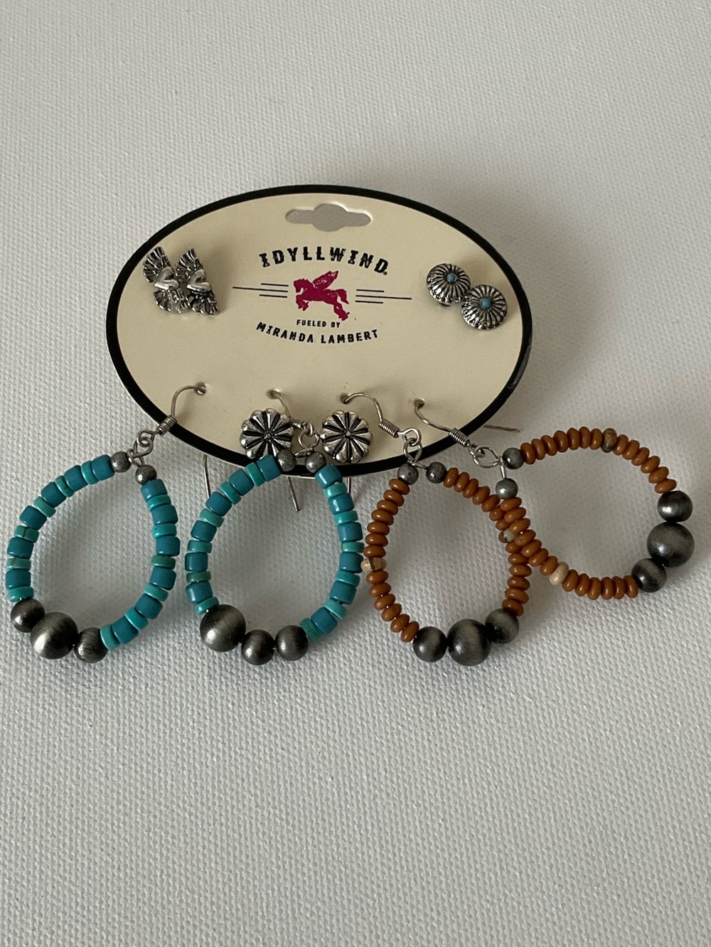 Idyllwind (Miranda Lambert) Beaded Hoop Earring Set - Turquoise & Brown